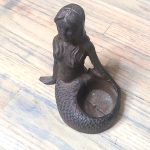 Vintage Mermaid cast iron candle holder